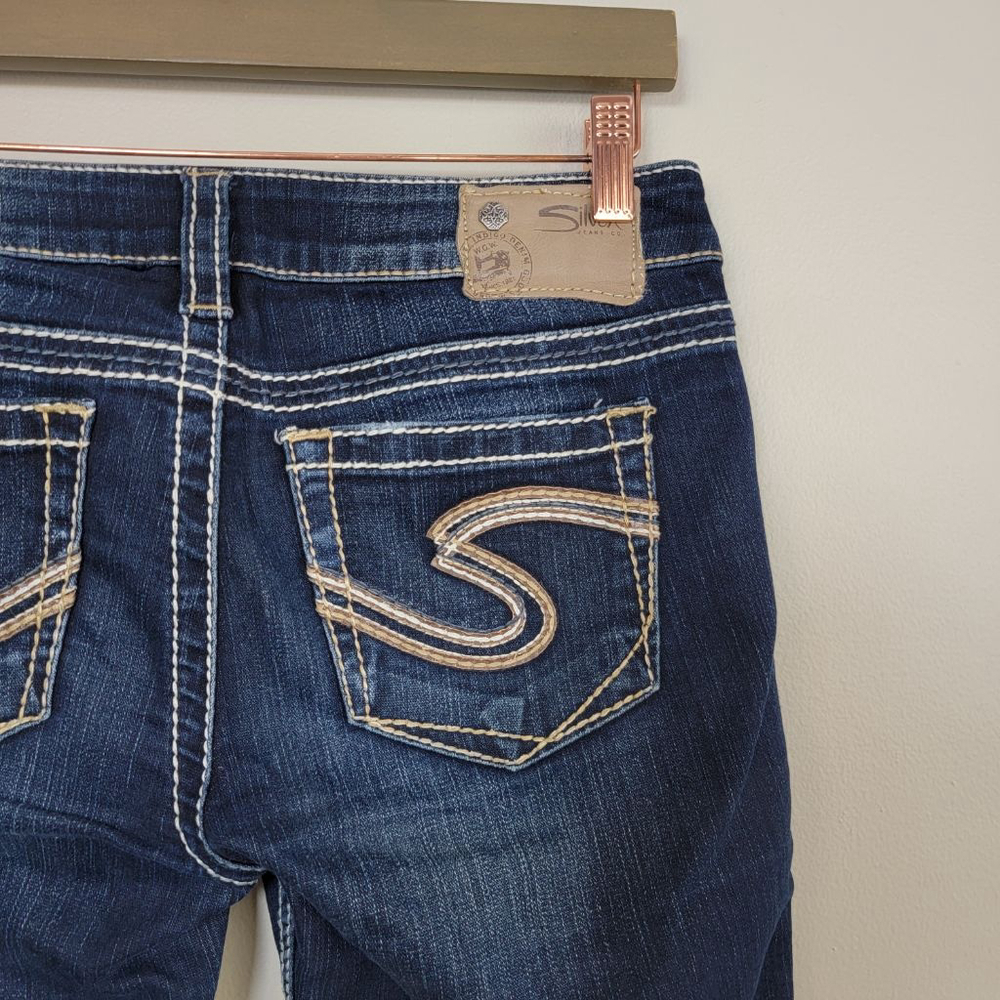 Silver Frances 22" Flare Bootcut Jeans Low Rise Dark Blue Western Cowgirl 27 - Picture 7 of 12